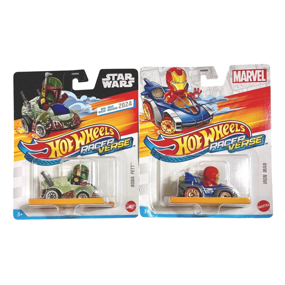 BOBA FETT & IRON MAN Disney Hot Wheels Racer Verse Character Cars